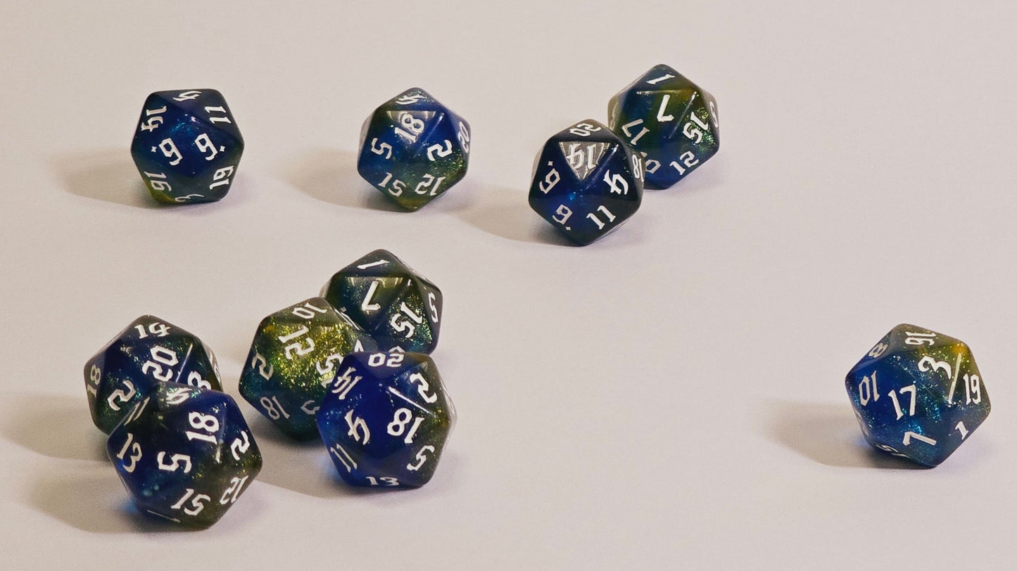 D20 Glitter Dice – Metallic Sparkle for Epic Rolls