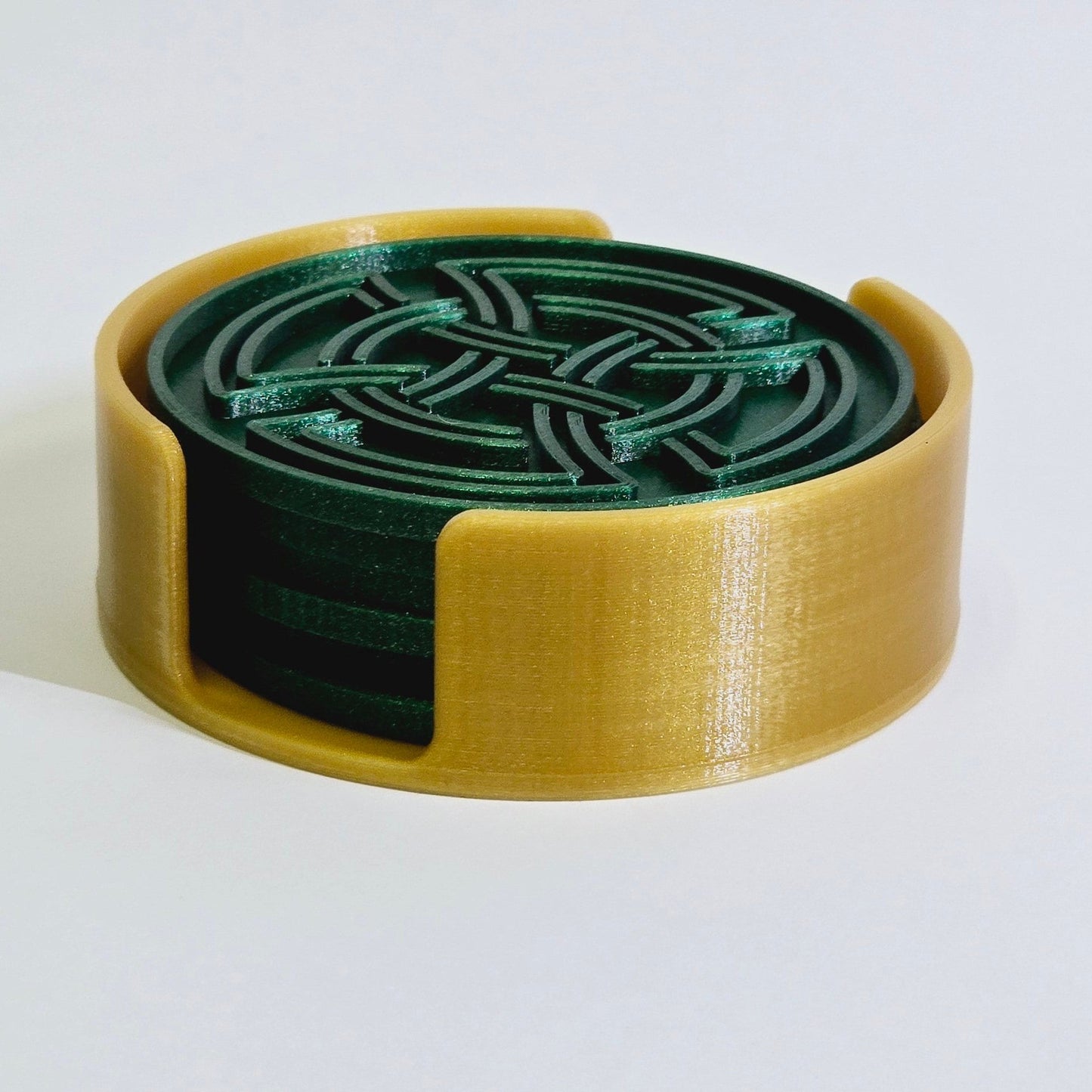 Celtic Knot Coaster Set – 6 Coasters with Holder