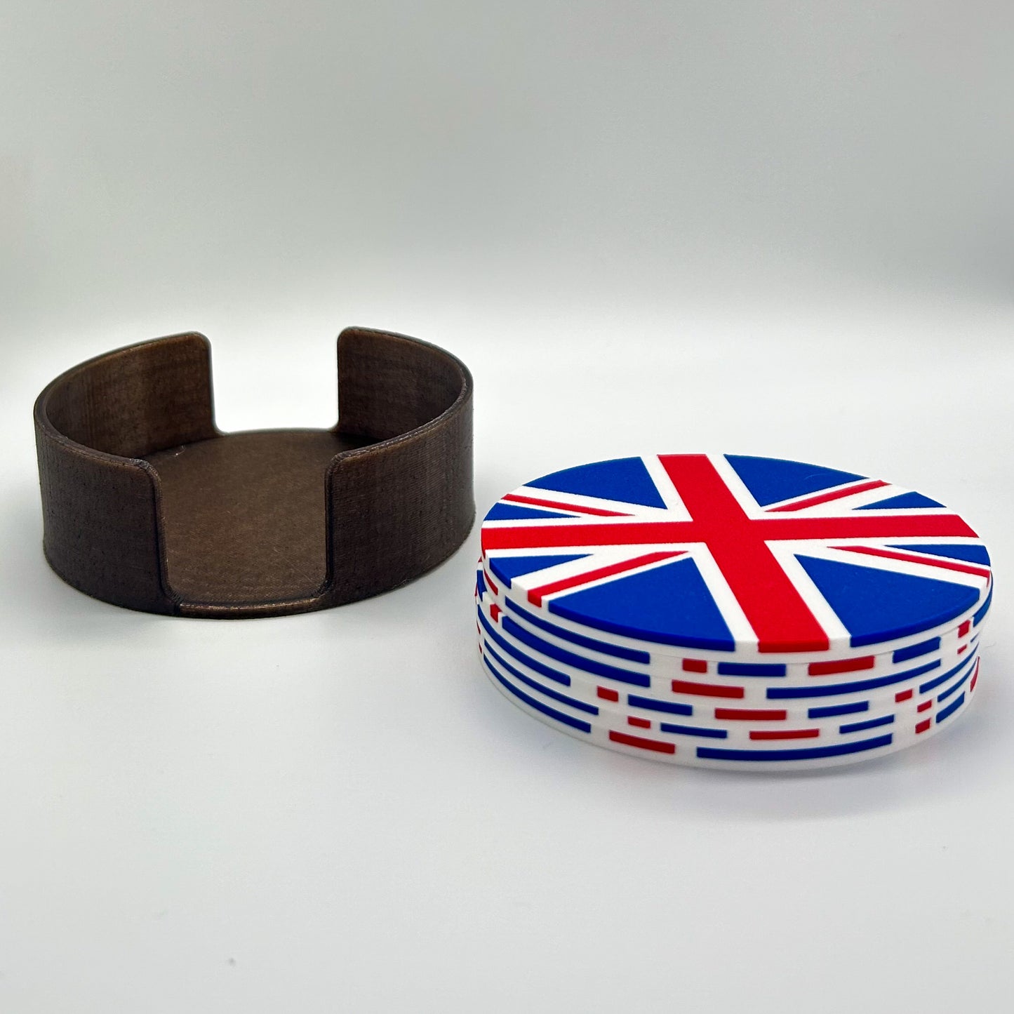 Lot de 6 sous-verres avec drapeau du Royaume-Uni et support