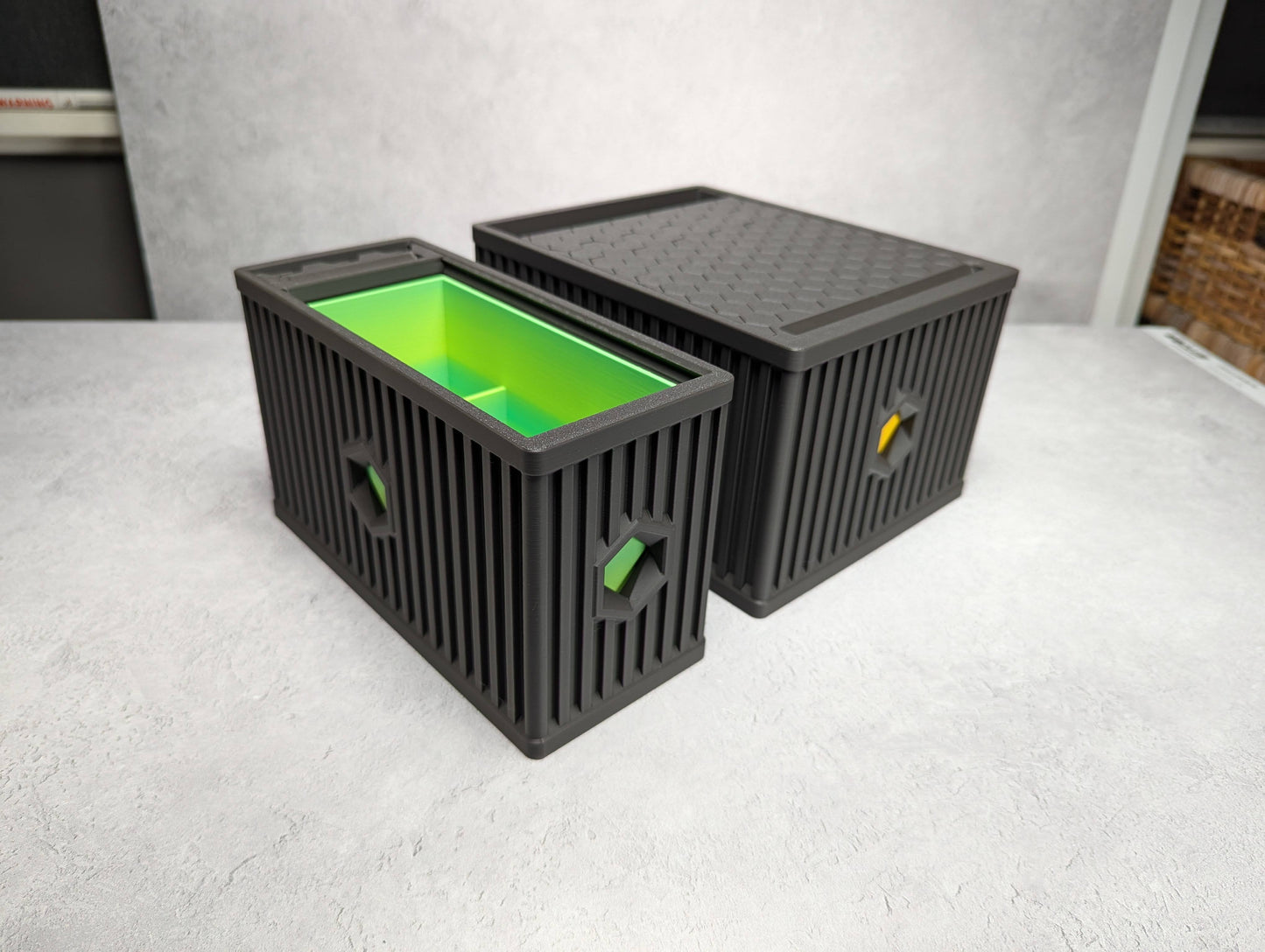 Hex Box - storage box with roll-over lid