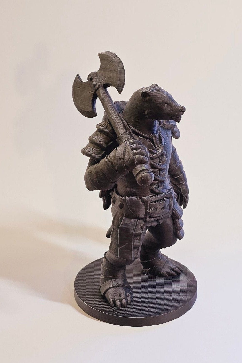 Warrior badger statue