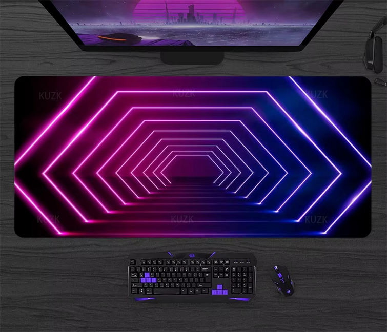 picture of a large mouse mat on a modern computer desk
