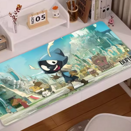 A dofus mouse mat on a modern desk