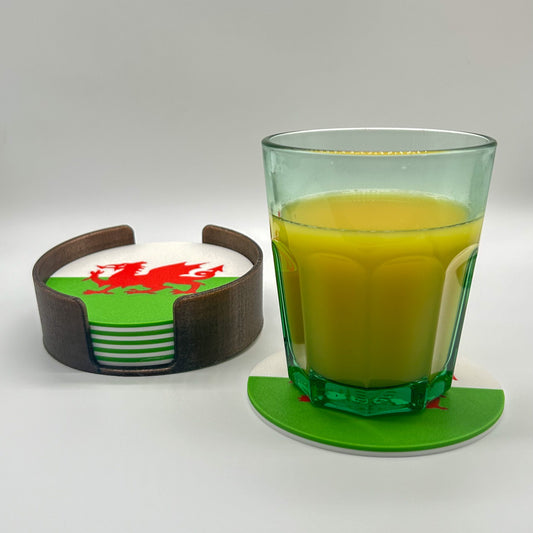 Lot de 6 sous-verres avec drapeau du Pays de Galles et support