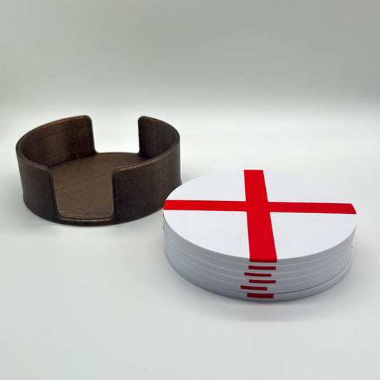 England Flag Coaster Set – Pack of 6 with Holder