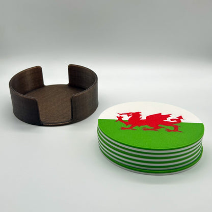 Lot de 6 sous-verres avec drapeau du Pays de Galles et support