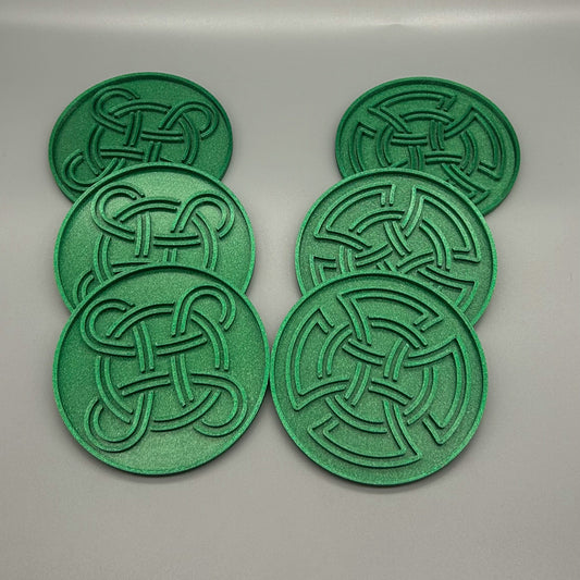 Celtic Knot Coaster Set – 6 Coasters with Holder