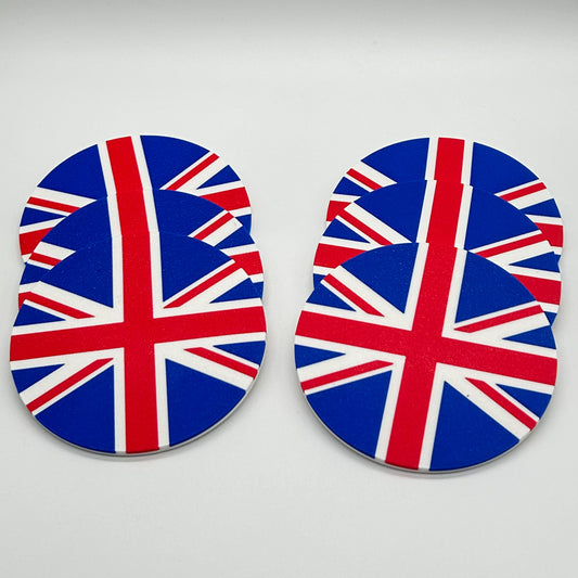 Lot de 6 sous-verres avec drapeau du Royaume-Uni et support