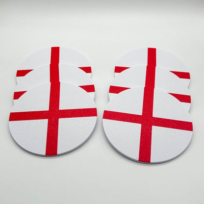 England Flag Coaster Set – Pack of 6 with Holder