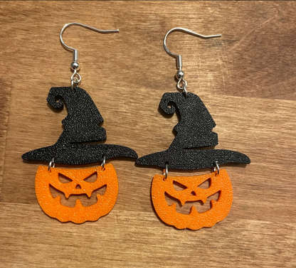Pumpkin Sorcerer Hat Earrings