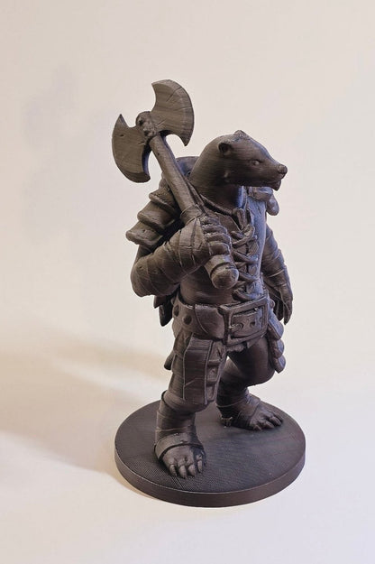 Warrior badger statue