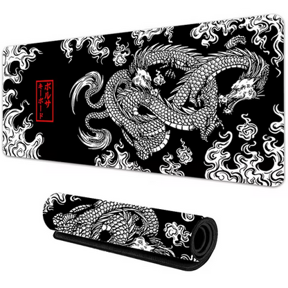 japanese dragon mouse mat flat and rolled up