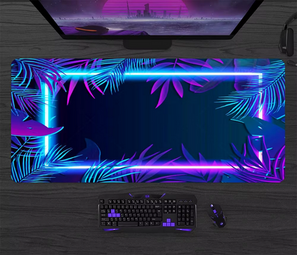 picture of a large mouse mat on a modern computer desk