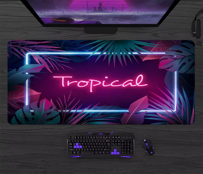 picture of a large mouse mat on a modern computer desk