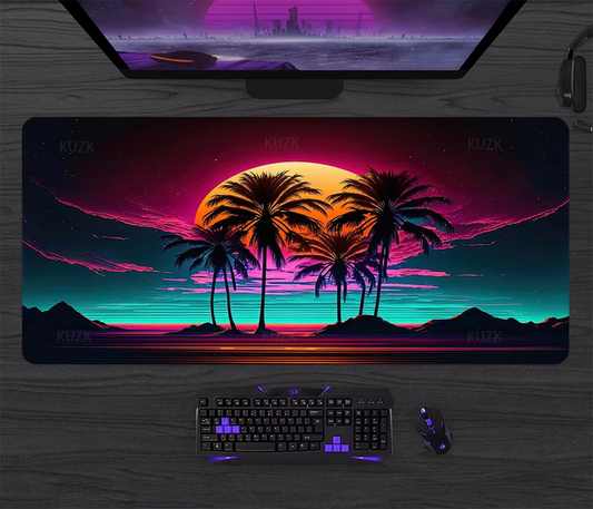 picture of a large mouse mat on a modern computer desk