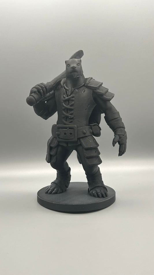 Warrior badger statue